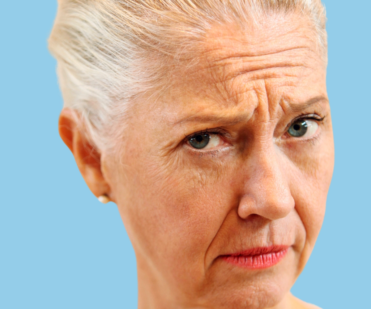 Frown lines of mature woman