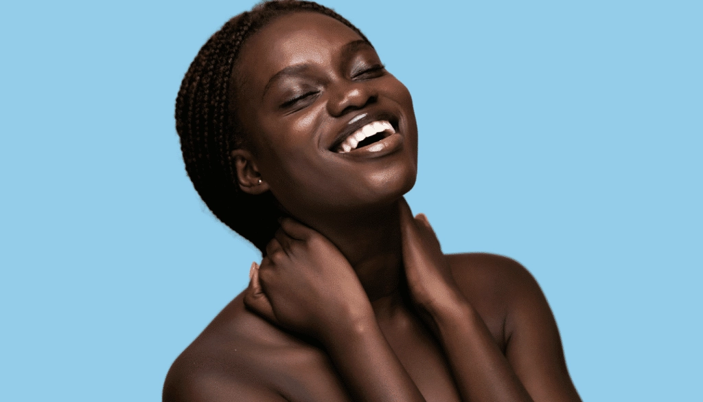 Dark skinned woman who looks beautiful