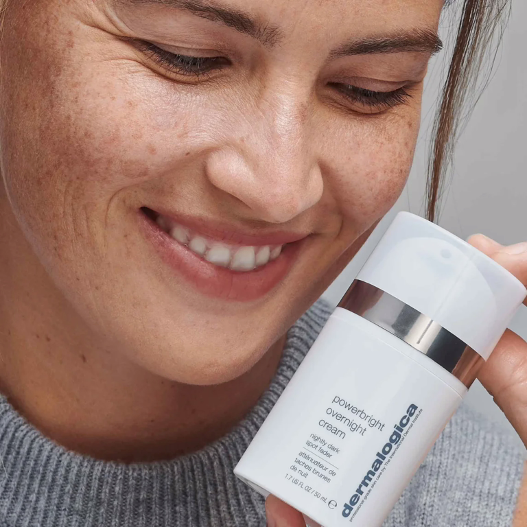 Model with Dermalogica Powerbright Overnight Cream- Satini Cosmetic Clinic Christchurch